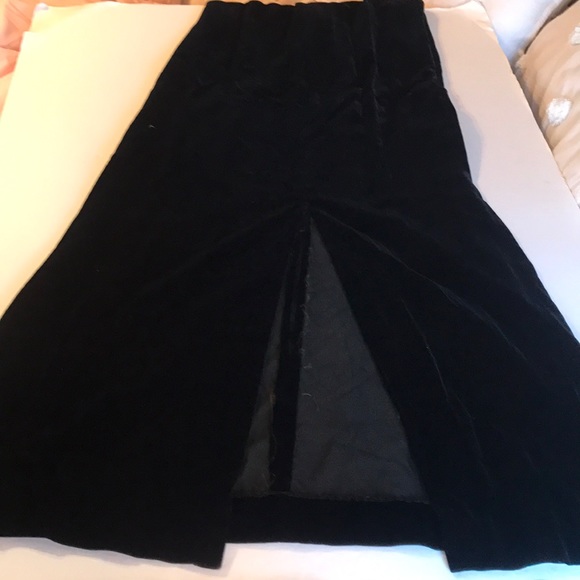 True Vintage Velvet Maxi Long Dress Prom Formal Old Hollywood Full Black Gown - Picture 5 of 12